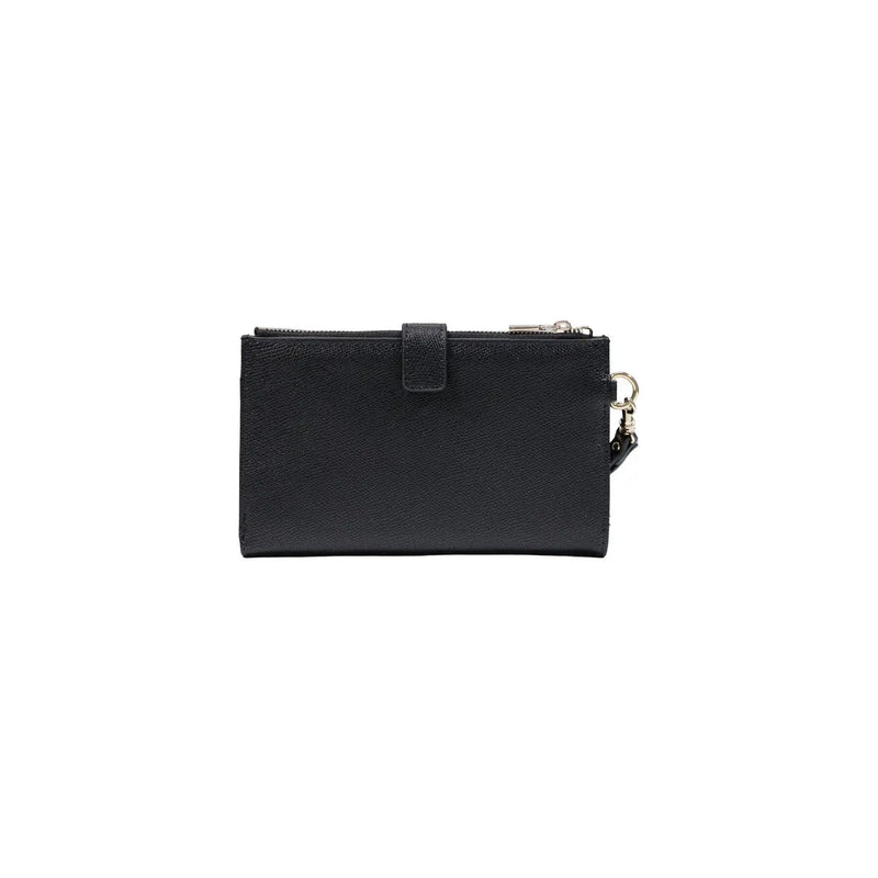Guess Portefeuille Amorette pour femme, en polyuréthane noir, avec dragonne, fermeture éclair en cuir texturé et porte-clés argenté.