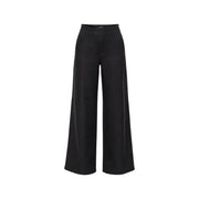 Guess Pantalon Bastienne pour femme, jambes larges, en viscose noire, taille haute et design minimaliste élégant.