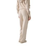 Beige guess Pantalon de survêtement femme à rayures verticales noires, en tissu modal mélangé, coupe décontractée, vue de face