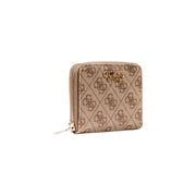 Guess beige print zip wallet with gold-tone logo, fall winter collection