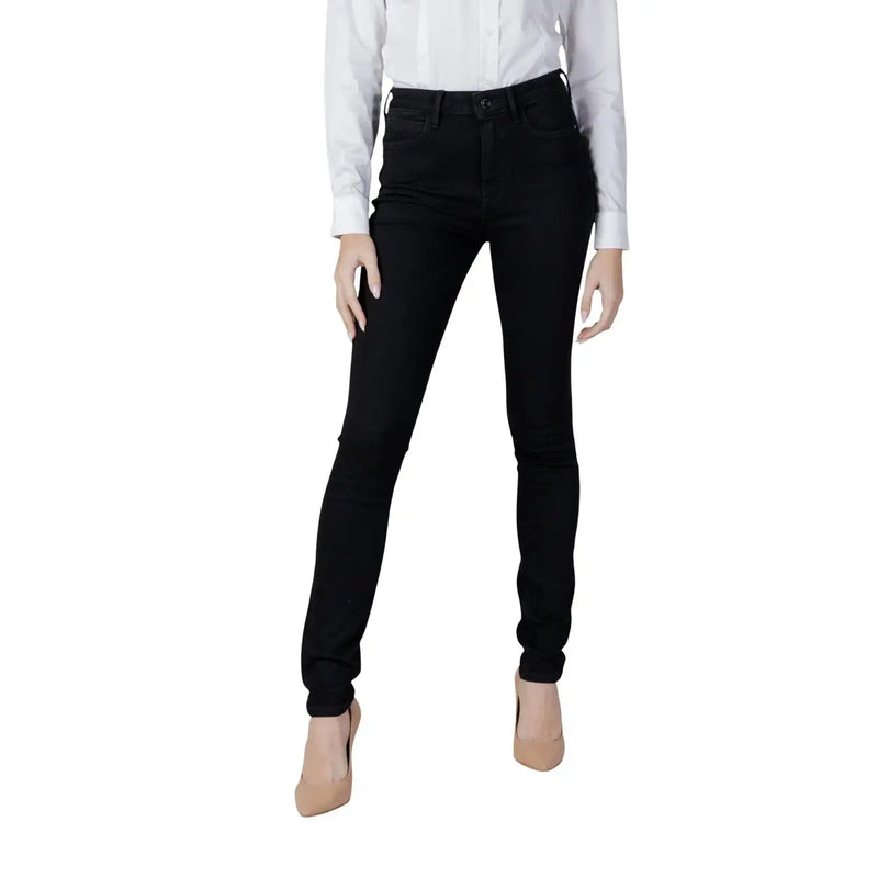 Guess Jean en denim stretch noir en coton pour femme, coupe skinny élégante et taille haute