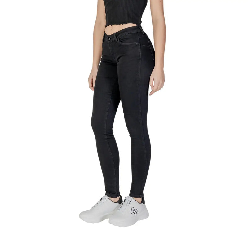 Guess Jean skinny taille haute en coton stretch noir pour femme, coupe élégante et ajustée