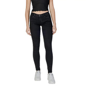 Guess Jean skinny taille haute en coton stretch noir pour femme, à la coupe élégante et moulante.