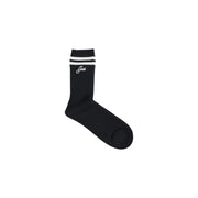 Guess black ribbed sock with white stripes and embroidered logo