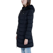 Guess Doudoune noire matelassée pour femme, avec capuche et fermeture éclair sur le devant, en polyester, idéale pour l'hiver