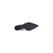 Guess women black pointed slip on shoes synthetic featuring a black leather sandal with pointed toe and ankle strap
