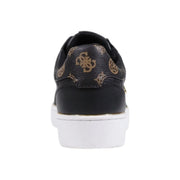 Guess women black slip on sneakers with gold-toned logo pattern and white polyurethane platform sole
