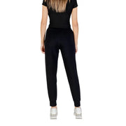 Guess Women black print jogger trousers with tapered fit and ribbed cuffs