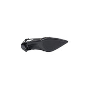 Guess women black patent leather slingback pump with pointed toe low heel synthetic ankle strap sandals