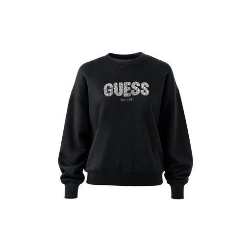 Noir Guess Sweat-shirt pour femme en viscose mélangée orné d'un argenté scintillant Guess logo est sur le devant