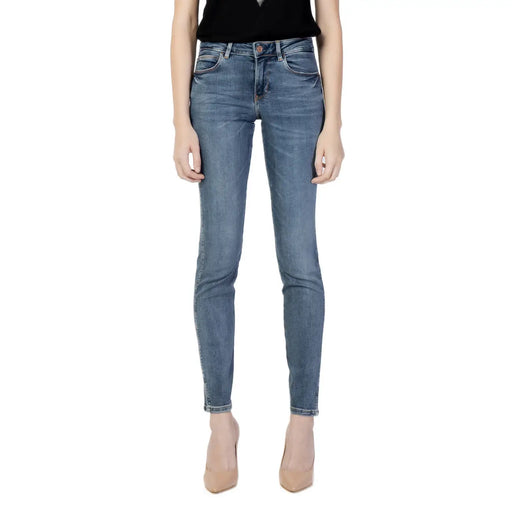 Guess Women high-waisted slim-fit blue jeans, five-pocket fall winter style