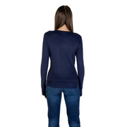 Pull en maille bleu marine à manches longues orné de strass, confectionné dans un mélange de viscose par Guess collection femme