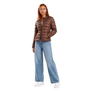 Guess Veste matelassée marron pour femme en polyester, ornée d'un discret motif losanges et de motifs géométriques.