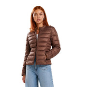 Guess Doudoune matelassée marron en polyester pour femme, ornée d'un discret motif losanges, idéale pour les temps froids.