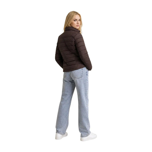 Guess Doudoune matelassée marron en polyester pour femme, avec col montant et col roulé.