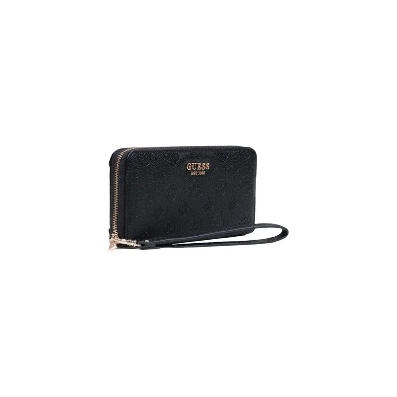 Noir guess Portefeuille Diana grand format à fermeture éclair en polyuréthane avec logo en relief et tirette dorée, format 21 cm