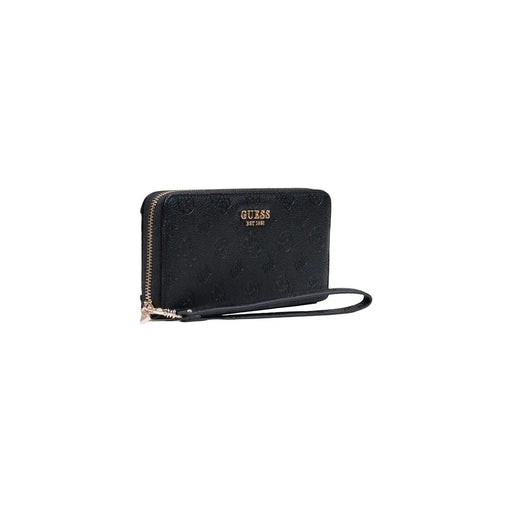 Noir guess Portefeuille Diana grand format à fermeture éclair en polyuréthane avec logo en relief et tirette dorée, format 21 cm