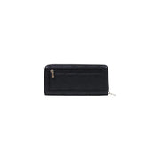 Guess Portefeuille Diana pour femme, grand format, en polyuréthane noir avec fermeture éclair, motif texturé en relief et tirettes métalliques.