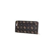 Guess Portefeuille Emelie pour femme, noir avec logo doré et tirettes de fermeture éclair argentées pour un rangement organisé