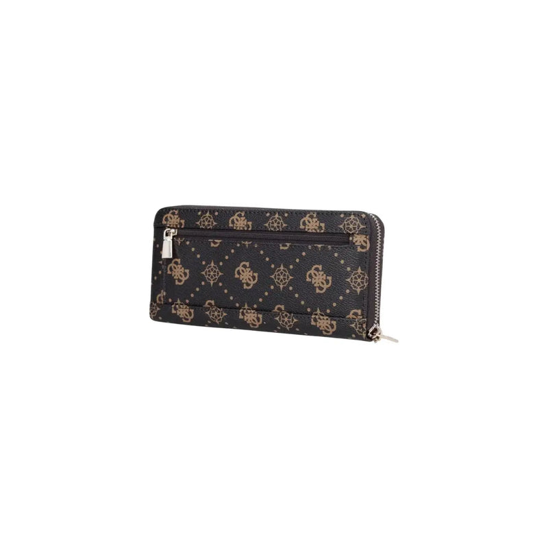 Guess Portefeuille Emelie pour femme, noir avec logo doré et tirettes de fermeture éclair argentées pour un rangement organisé
