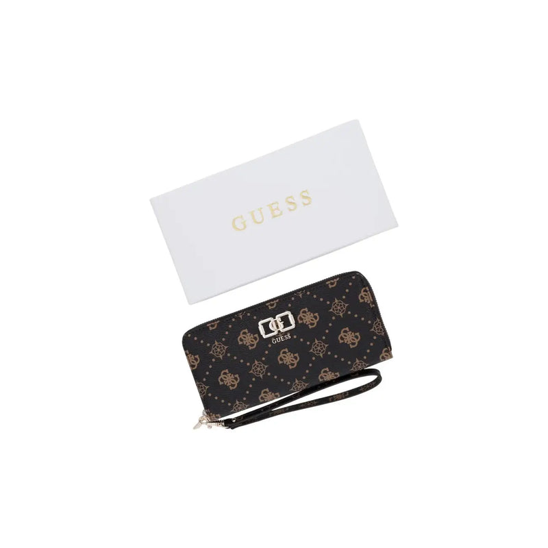 Noir Guess Pochette ornée d'un logo doré et d'un fermoir métallique, idéale pour un rangement élégant