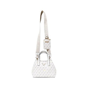 White Guess logo-print satchel bag with detachable strap and small pouch for women