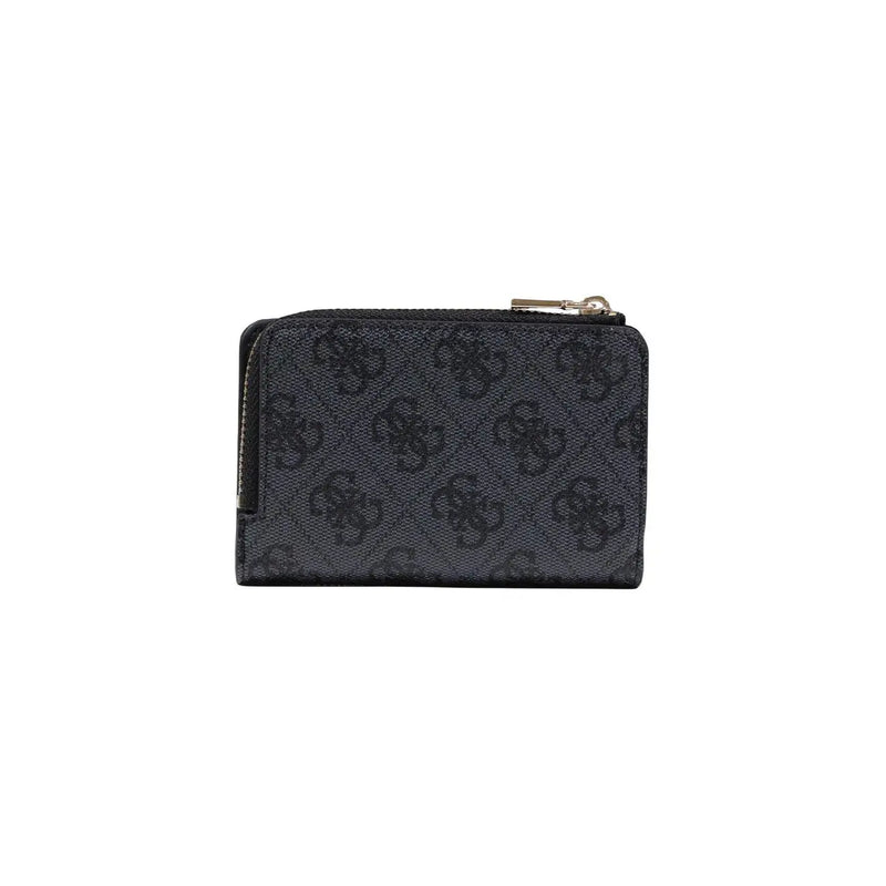 Noir Guess Portefeuille zippé Laurel pour femme, en polyuréthane gris avec motif logo répété et fermeture éclair argentée