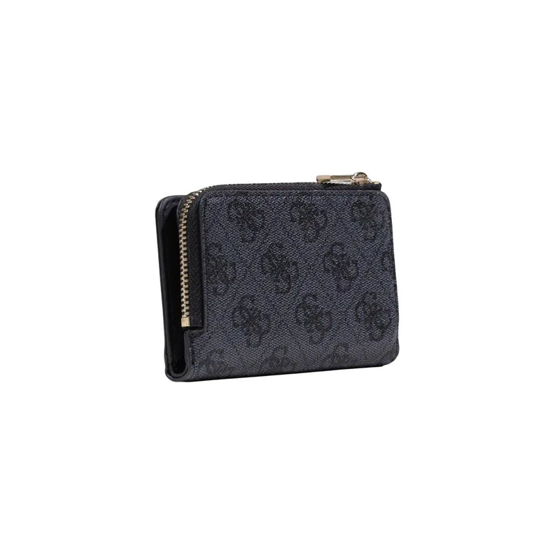 Gris foncé guess Porte-cartes zippé pour femme, en polyuréthane, orné d'un motif logo répété et d'une fermeture éclair dorée.