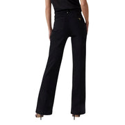 Guess Pantalon Faye pour femme, noir, en coton, coupe large et détails de coutures discrets.