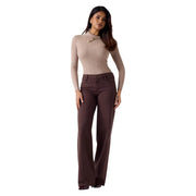 Une paire de Guess Pantalon palazzo sexy taille haute pour femme, en lyocell marron à la finition lisse.