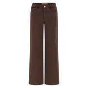 Guess Pantalon palazzo sexy pour femme en lyocell marron, coupe jean à jambes larges, cinq poches classiques et fermeture à boutons dorés