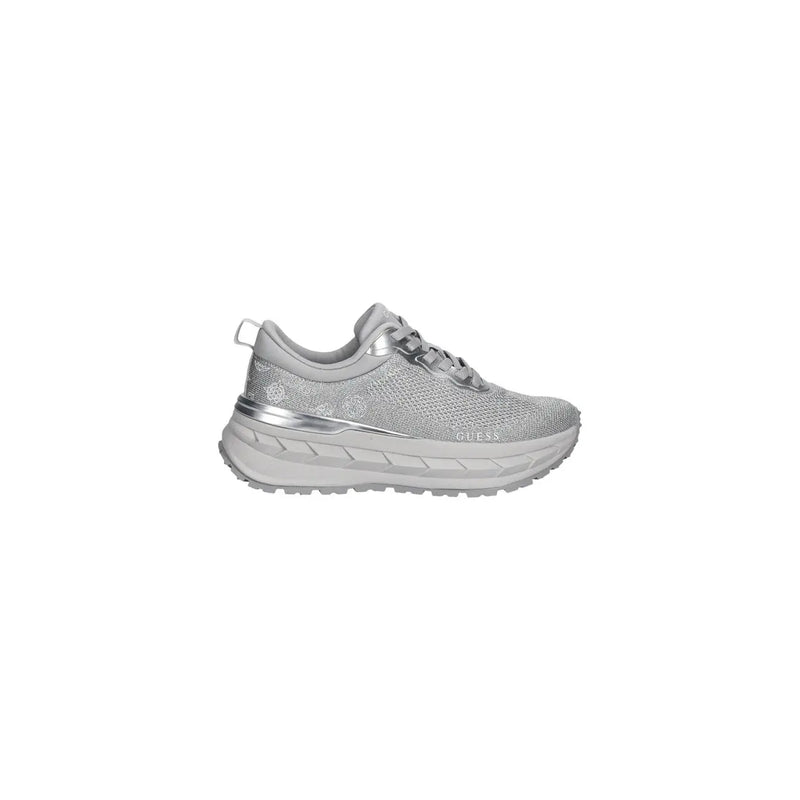 Silver Guess women sneaker with mesh upper and metallic accents in polyester slip design for casual wear