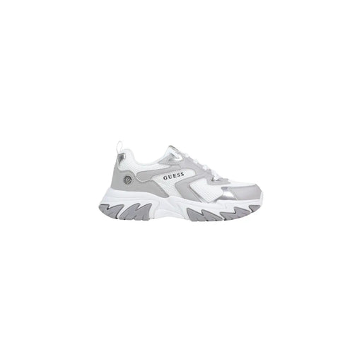 Guess Baskets pour femmes grises en polyester et polyuréthane à lacets épais avec tige texturée et Guess logo sur le côté