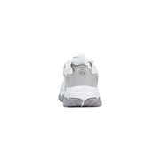 Guess women sneakers grey polyester polyurethane lace up with white silver chunky sole and metallic star emblem on heel back view