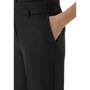 Guess Pantalon tailleur noir structuré en crêpe pour femme, à la coupe droite élégante et ceinture assortie