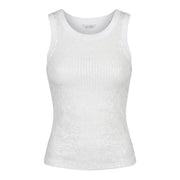 Débardeur blanc à paillettes sans manches en coton top par Guess avec un col rond pour femmes