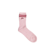Guess Chaussettes côtelées en coton mélangé rose tendre pour femme, avec rayures bordeaux et logo brodé discret près de la cheville top