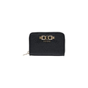 Noir guess Portefeuille femme en polyuréthane avec logo en relief et fermoir doré, doté de poches zippées 14 x 9 x 3 cm