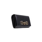 cuir noir Guess Portefeuille pour femme avec fermoir mors doré, en polyuréthane, mesurant 20 x 10 x 4 cm