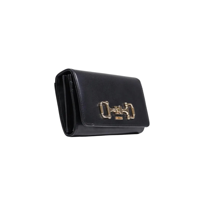 cuir noir Guess Portefeuille pour femme avec fermoir mors doré, en polyuréthane, mesurant 20 x 10 x 4 cm