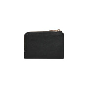 Texture noire Guess Portefeuille femme en polyuréthane avec tirette de fermeture éclair dorée et bouton-pression, 12 x 8 x 2 cm