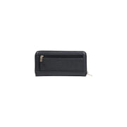 Texture noire Guess Portefeuille femme en polyuréthane avec fermeture éclair et tirettes métalliques, 20 x 10 x 2 cm