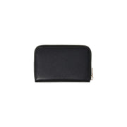 Guess Portefeuille femme noir en polyuréthane avec fermeture éclair, design minimaliste et élégant, tirette argentée, dimensions 14 x 9 x 3 cm