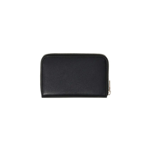 Guess Portefeuille femme noir en polyuréthane avec fermeture éclair, design minimaliste et élégant, tirette argentée, dimensions 14 x 9 x 3 cm