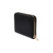 Guess Portefeuille femme en cuir polyuréthane noir avec fermeture éclair et tirette dorées, dimensions 14 x 9 x 3 cm