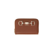 cuir marron guess Portefeuille femme en polyuréthane noir avec fermeture éclair et fermoir mors métallique, dimensions 14 x 9 x 3 cm