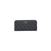 Noir Guess Portefeuille femme Brenton gris avec motif logo répété et fermeture éclair argentée en polyuréthane, format 20 cm
