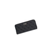 Noir guess Portefeuille femme Brenton en polyuréthane gris avec motif logo répété et fermeture éclair argentée, format 20 cm