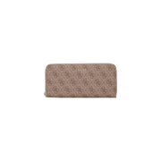 Beige Guess Portefeuille femme en polyuréthane gris avec motif monogramme répété et logo métallique, format 20 cm