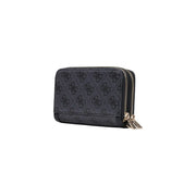 Noir guess Portefeuille femme Coleen Logo en polyuréthane gris 16 cm avec motif logo répété et fermetures éclair dorées